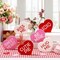 6 Pcs Valentines Day Decorations Small Heart Wood Signs Table Decor Love Candy Table Blocks Centerpiece Tiered Tray Decor for Home Office Mantel Shelf Gift